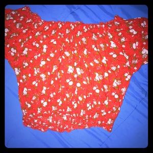 Off the shoulder flower crop top